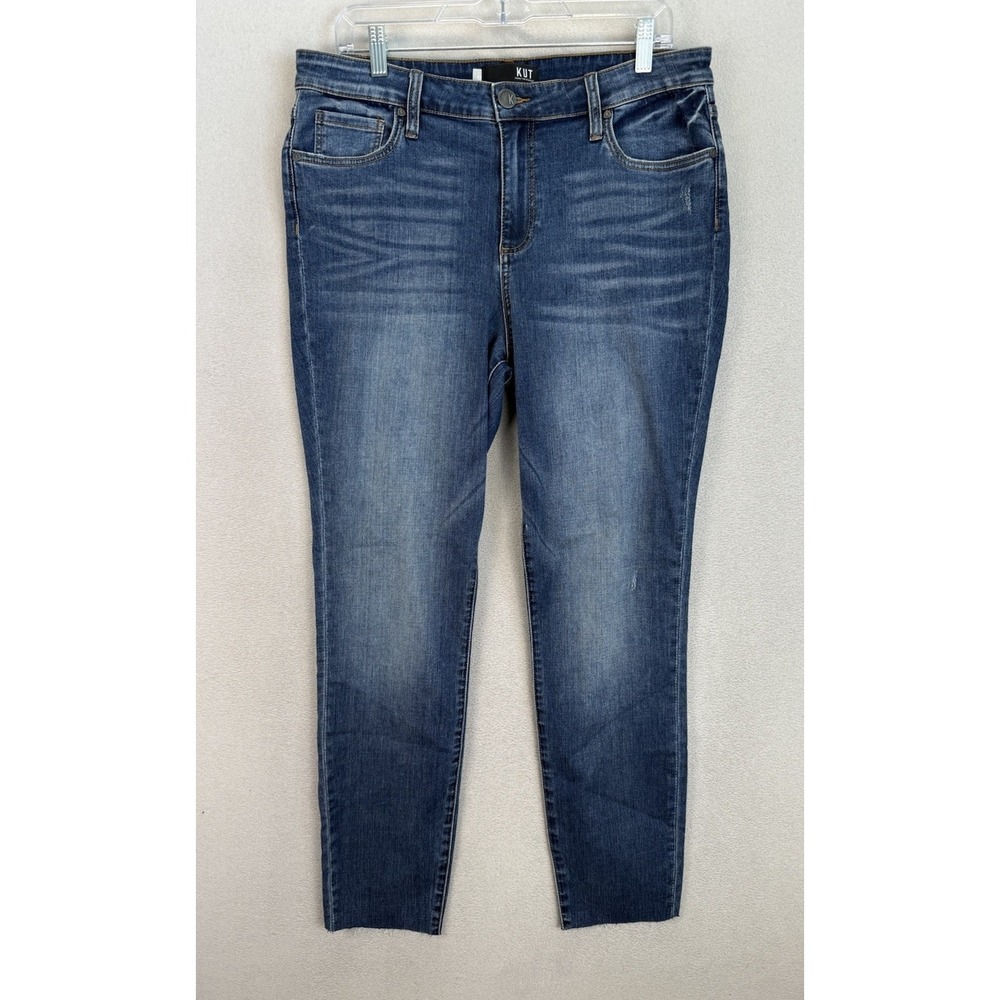 Kut From The Kloth Jeans Women's Sz 12 MIA High‎ Rise Raw Hems Skinny Blue Denim
